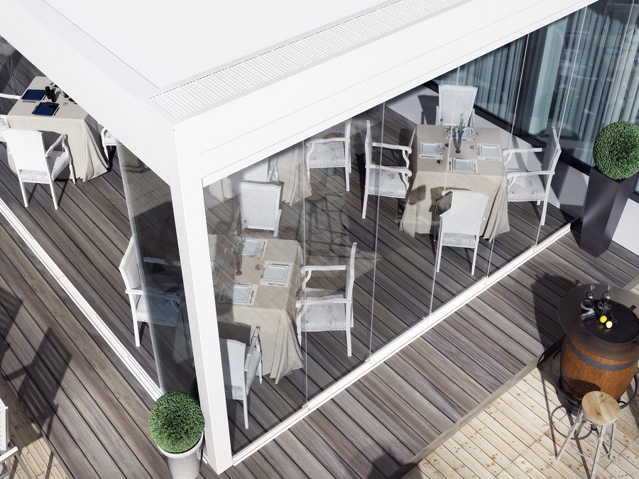 CHIUSURE ESTERNE PER BAR E RISTORANTE, VETRATE ESTERNE PER BAR PANORAMICHE